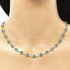 Collar y Pulsera 06.63.0008 Oro Laminado, Diseño de Ojo Griego, Resinado Azul claro, Tono Dorado