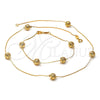 Collar y Pulsera 5.010.004 Oro Laminado, Diseño de Bola, Pulido, Tono Dorado