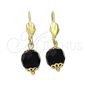 Arete Colgante 5.123.008 Oro Laminado, Diseño de Bola, Diamantado, Tono Dorado