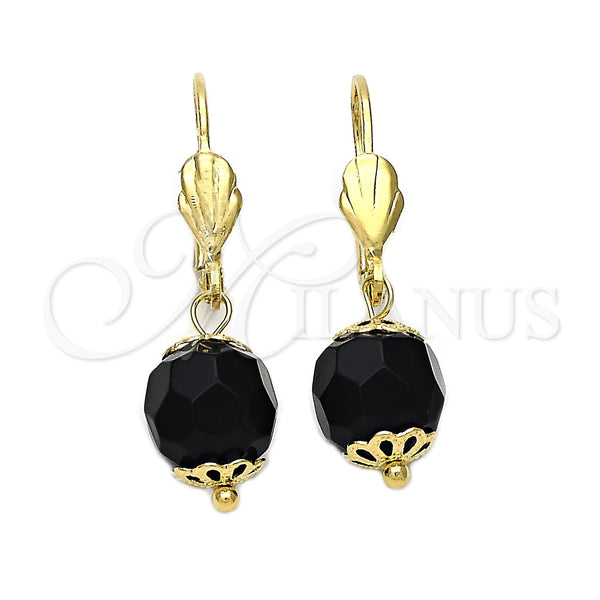 Arete Colgante 5.123.008 Oro Laminado, Diseño de Bola, Diamantado, Tono Dorado