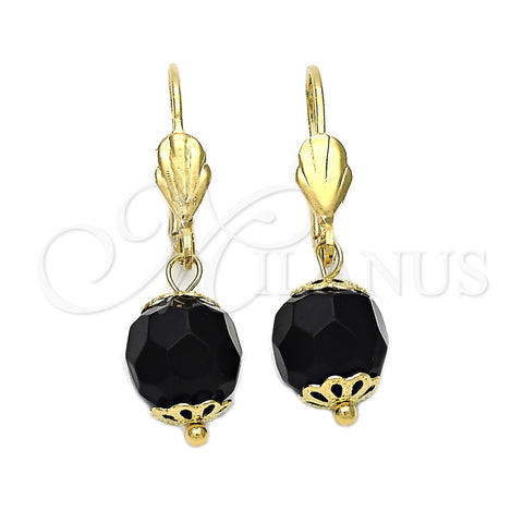 Arete Colgante 5.123.008 Oro Laminado, Diseño de Bola, Diamantado, Tono Dorado