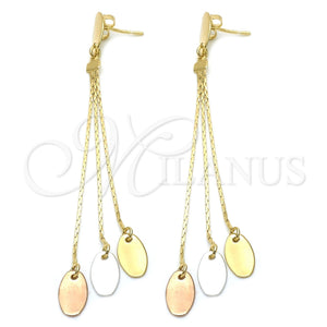 Arete Largo 71.003 Oro Laminado, Pulido, Tres Tonos