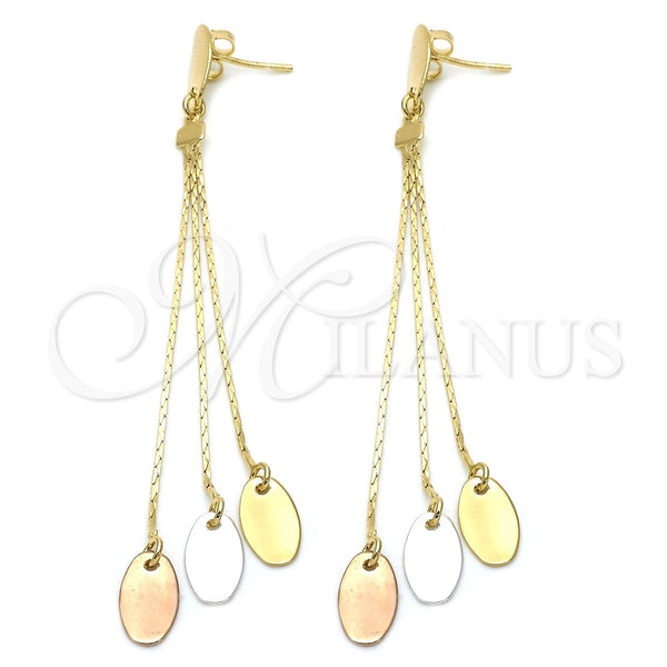 Arete Largo 71.003 Oro Laminado, Pulido, Tres Tonos