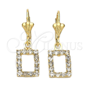 Arete Colgante 5.125.015 Oro Laminado, con Blanca Zirconia Cubica, Diamantado, Tono Dorado