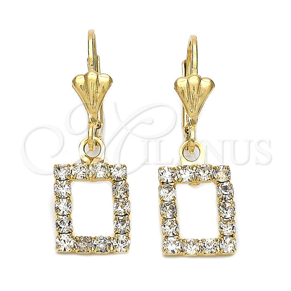 Arete Colgante 5.125.015 Oro Laminado, con Blanca Zirconia Cubica, Diamantado, Tono Dorado