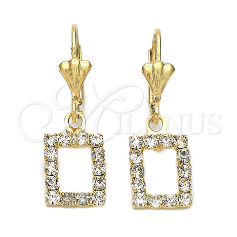 Arete Colgante 5.125.015 Oro Laminado, con Blanca Zirconia Cubica, Diamantado, Tono Dorado