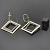 Arete Largo 88.006 Oro Laminado, con Blanca Zirconia Cubica, Pulido, Tono Dorado