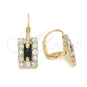 Arete Gancho Frances 5.125.020 Oro Laminado, con Negro and Blanca Zirconia Cubica, Pulido, Tono Dorado