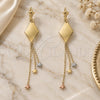 Arete Largo 75.006 Oro Laminado, Diseño de Estrella, Cepillado, Tono Dorado