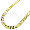 Gargantilla Basica 5.222.001.24 Oro Laminado, Diseño de Cubana, Pulido, Tono Dorado (Calibre 200, Grosor 08 MM, 24 Pulgadas de Largo)