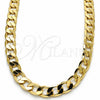 Gargantilla Basica 5.222.001.28 Oro Laminado, Diseño de Cubana, Pulido, Tono Dorado (Calibre 200, Grosor 08 MM, 28 Pulgadas de Largo)