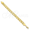 Pulsera Básica 5.222.001.08 Oro Laminado, Diseño de Cubana, Pulido, Tono Dorado (200 Gauge, Thickness, 8 Inches Length)