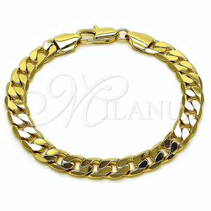 Pulsera Básica 5.222.001.08 Oro Laminado, Diseño de Cubana, Pulido, Tono Dorado (200 Gauge, Thickness, 8 Inches Length)