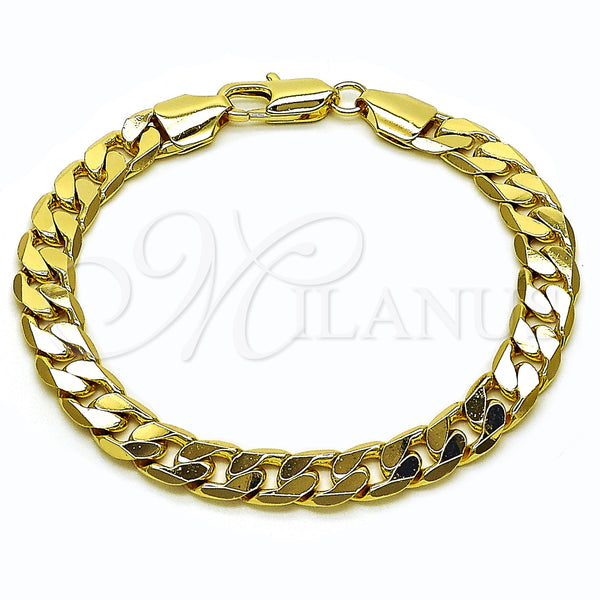 Pulsera Básica 5.222.001.08 Oro Laminado, Diseño de Cubana, Pulido, Tono Dorado (200 Gauge, Thickness, 8 Inches Length)
