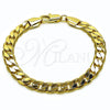Pulsera Básica 5.222.001.08 Oro Laminado, Diseño de Cubana, Pulido, Tono Dorado (200 Gauge, Thickness, 8 Inches Length)