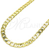 Gargantilla Basica 5.222.002.28 Oro Laminado, Diseño de Cubana, Pulido, Tono Dorado (Calibre 180, Grosor 07 MM, 28 Pulgadas de Largo)