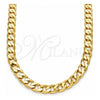 Gargantilla Basica 5.222.002.28 Oro Laminado, Diseño de Cubana, Pulido, Tono Dorado (Calibre 180, Grosor 07 MM, 28 Pulgadas de Largo)