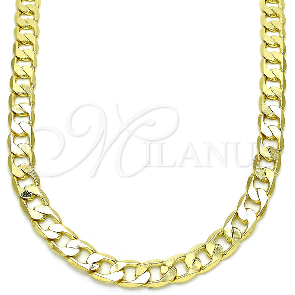 Gargantilla Basica 5.222.002.28 Oro Laminado, Diseño de Cubana, Pulido, Tono Dorado (180 Gauge, 07 MM Thickness, 28 Inches Length)