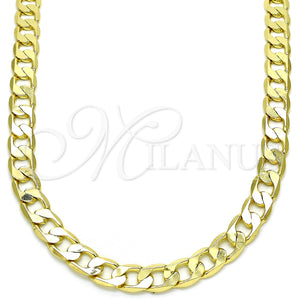 Gargantilla Basica 5.222.002.30 Oro Laminado, Diseño de Cubana, Pulido, Tono Dorado (180 Gauge, 07 MM Thickness, 30 Inches Length)