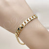 Pulsera Básica 5.222.002.08 Oro Laminado, Diseño de Cubana, Pulido, Tono Dorado (180 Gauge, 07 MM Thickness, 8 Inches Length)
