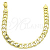 Pulsera Básica 5.222.002.08 Oro Laminado, Diseño de Cubana, Pulido, Tono Dorado (180 Gauge, 07 MM Thickness, 8 Inches Length)