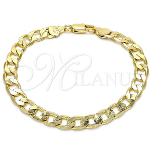 Pulsera Básica 5.222.002.08 Oro Laminado, Diseño de Cubana, Pulido, Tono Dorado (180 Gauge, 07 MM Thickness, 8 Inches Length)