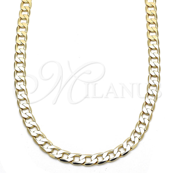 Gargantilla Basica 5.222.003.20 Oro Laminado, Diseño de Cubana, Pulido, Tono Dorado (160 Gauge, 06 MM Thickness, 20 Inches Length)