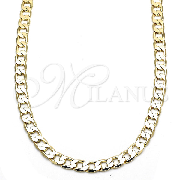 Gargantilla Basica 5.222.003.20 Oro Laminado, Diseño de Cubana, Pulido, Tono Dorado (160 Gauge, 06 MM Thickness, 20 Inches Length)