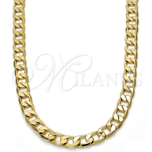 Gargantilla Basica 5.222.003.24 Oro Laminado, Diseño de Cubana, Pulido, Tono Dorado (140 Gauge, 06 MM Thickness, 24 Inches Length)