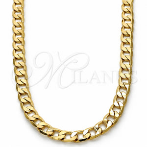 Gargantilla Basica 5.222.003.24 Oro Laminado, Diseño de Cubana, Pulido, Tono Dorado (Calibre 140, Grosor 06 MM, 24 Pulgadas de Largo)