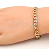 Pulsera Básica 5.222.003.07 Oro Laminado, Diseño de Cubana, Pulido, Tono Dorado (160 Gauge, Thickness, 8 Inches Length)