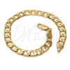 Pulsera Básica 5.222.003.07 Oro Laminado, Diseño de Cubana, Pulido, Tono Dorado (160 Gauge, Thickness, 8 Inches Length)