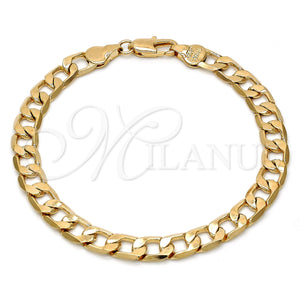 Pulsera Básica 5.222.003.07 Oro Laminado, Diseño de Cubana, Pulido, Tono Dorado (160 Gauge, Thickness, 8 Inches Length)