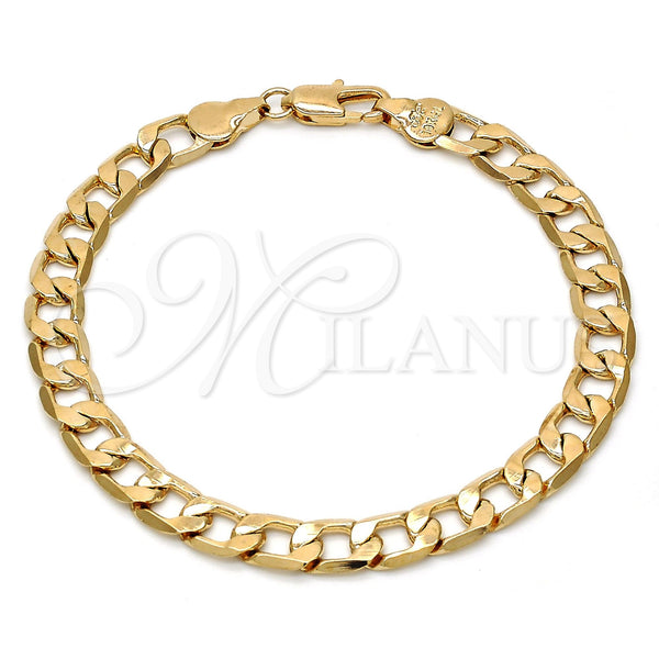 Pulsera Básica 5.222.003.07 Oro Laminado, Diseño de Cubana, Pulido, Tono Dorado (160 Gauge, Thickness, 8 Inches Length)