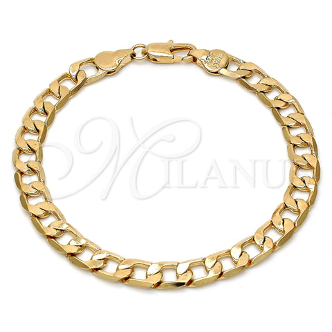 Pulsera Básica 5.222.003.07 Oro Laminado, Diseño de Cubana, Pulido, Tono Dorado (160 Gauge, Thickness, 8 Inches Length)