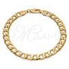 Pulsera Básica 5.222.003.07 Oro Laminado, Diseño de Cubana, Pulido, Tono Dorado (160 Gauge, Thickness, 8 Inches Length)
