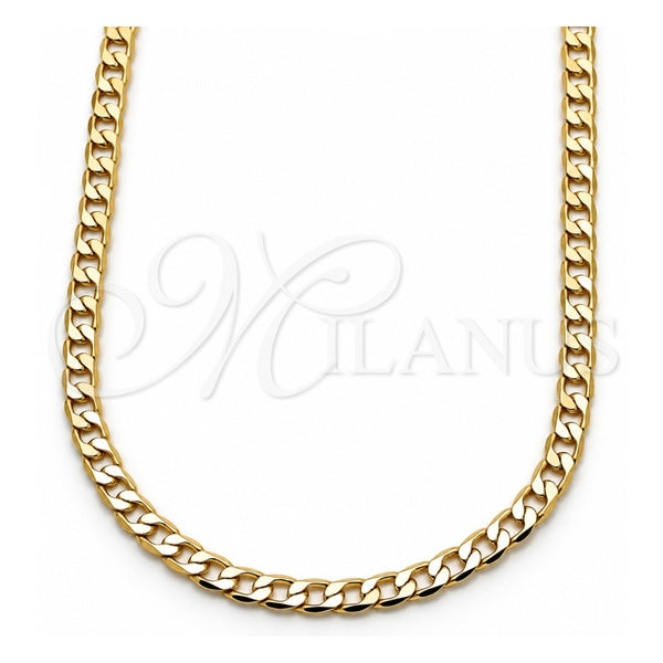 Gargantilla Basica 5.222.004.20 Oro Laminado, Diseño de Cubana, Pulido, Tono Dorado (140 Gauge, Thickness, 20 Inches Length)