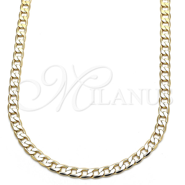 Gargantilla Basica 5.222.004.20 Oro Laminado, Diseño de Cubana, Pulido, Tono Dorado (140 Gauge, Thickness, 20 Inches Length)
