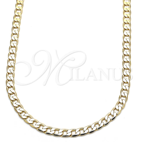 Gargantilla Basica 5.222.004.20 Oro Laminado, Diseño de Cubana, Pulido, Tono Dorado (140 Gauge, Thickness, 20 Inches Length)