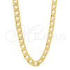 Gargantilla Basica 5.222.004.24 Oro Laminado, Diseño de Cubana, Pulido, Tono Dorado (140 Gauge, Thickness, 24 Inches Length)