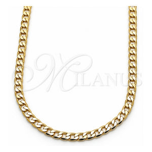 Gargantilla Basica 5.222.004.24 Oro Laminado, Diseño de Cubana, Pulido, Tono Dorado (Calibre 140, Grosor 05.4 MM, 24 Pulgadas de Largo)
