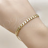 Pulsera Básica 5.222.004.07 Oro Laminado, Diseño de Cubana, Pulido, Tono Dorado (140 Gauge, Thickness, 8 Inches Length)