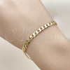 Pulsera Básica 5.222.004.07 Oro Laminado, Diseño de Cubana, Pulido, Tono Dorado (140 Gauge, Thickness, 8 Inches Length)