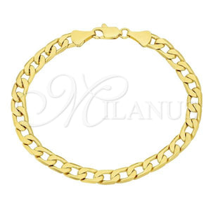 Pulsera Básica 5.222.004.07 Oro Laminado, Diseño de Cubana, Pulido, Tono Dorado (140 Gauge, Thickness, 8 Inches Length)