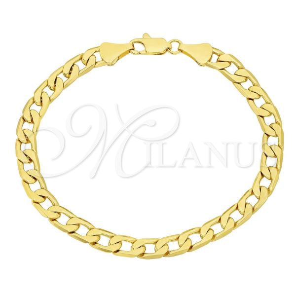Pulsera Básica 5.222.004.07 Oro Laminado, Diseño de Cubana, Pulido, Tono Dorado (140 Gauge, Thickness, 8 Inches Length)
