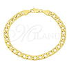 Pulsera Básica 5.222.004.07 Oro Laminado, Diseño de Cubana, Pulido, Tono Dorado (140 Gauge, Thickness, 8 Inches Length)