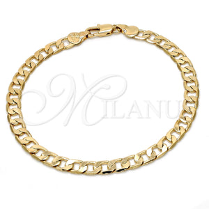 Pulsera Básica 5.222.004.08 Oro Laminado, Diseño de Cubana, Pulido, Tono Dorado (140 Gauge, Thickness, 8 Inches Length)