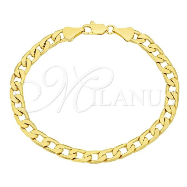 Pulsera Básica 5.222.005.07 Oro Laminado, Diseño de Cubana, Pulido, Tono Dorado (120 Gauge, Thickness, 7 Inches Length)