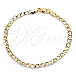 Pulsera Básica 5.222.005.08 Oro Laminado, Diseño de Cubana, Pulido, Tono Dorado (120 Gauge, Thickness, 8 Inches Length)