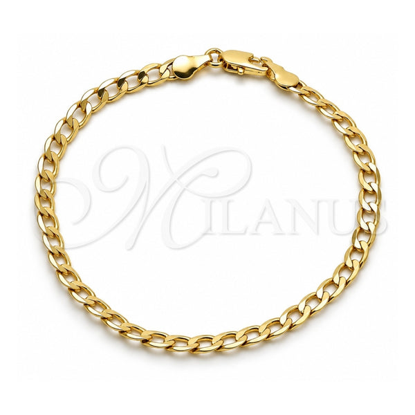 Pulsera Básica 5.222.005.08 Oro Laminado, Diseño de Cubana, Pulido, Tono Dorado (120 Gauge, Thickness, 8 Inches Length)